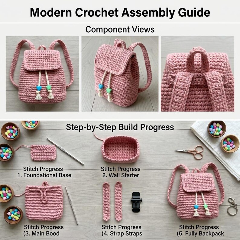 Crochet Mini Backpack Pattern – Keychain Bag DIY for Beginners - Etsy