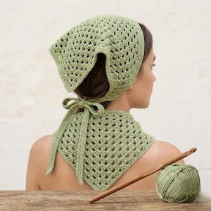 Beginner Crochet Headscarf Pattern | Triangle Bandana Hair Scarf (PDF Download)