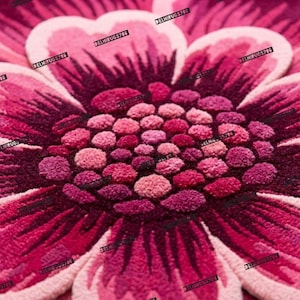 Pink Flower Shaped Rug, Hand Tufted Floral Area Rug, Daisy Carpet, Girls Room Decor. image 6