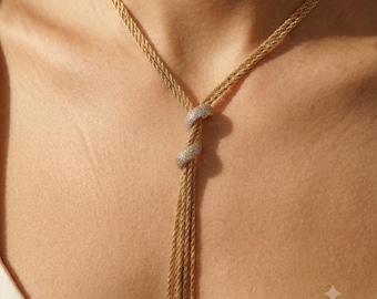 Gold Lariat Necklace · Chunky Rope Chain Tassel · Old Money Statement Jewelry