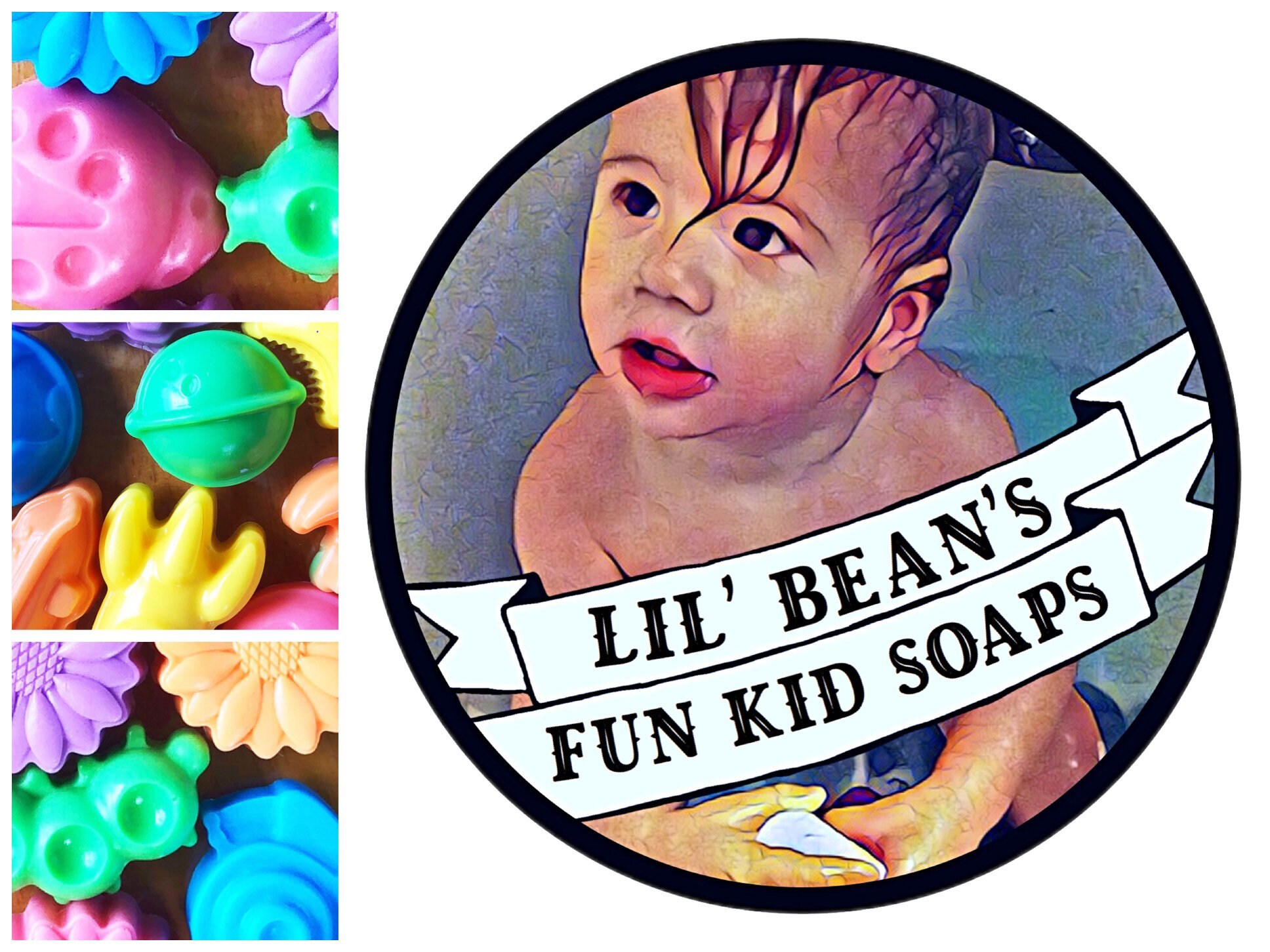 Lil Beans Fun Kids Soaps shaped lavender goat milk bright Etsy