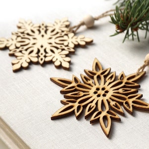 ON VACATION, Christmas Ornaments, Set of 2 Wooden Snowflakes, Wooden Ornaments Wood Snowflake Laser Cut Snowflakes Holiday Handmade image 1