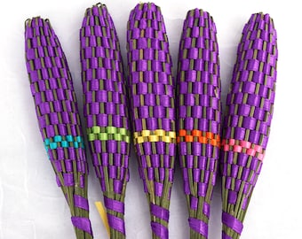 ON VACATION, Rustic Decor Purple Organic Lavender Wand with colorful rainbow line Wedding Gift for Bride Wedding Flower Bouquet