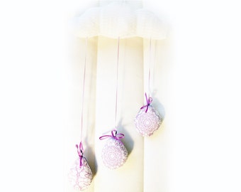 Cloud Baby Rain Cloud Mobile Organic Lavender Filled Child Room Decoration Purple Pink White Rain Drops home decor