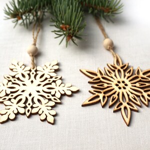 ON VACATION, Christmas Ornaments, Set of 2 Wooden Snowflakes, Wooden Ornaments Wood Snowflake Laser Cut Snowflakes Holiday Handmade image 7