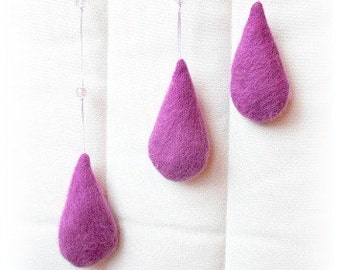 ON VACATION, Rustic Decor Fuzzy Cloud Baby Mobile Purple Rain Cloud Mobile Child Nursery Mobile Organic Lavender Soft Mohair Drops