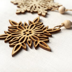 ON VACATION, Christmas Ornaments, Set of 2 Wooden Snowflakes, Wooden Ornaments Wood Snowflake Laser Cut Snowflakes Holiday Handmade image 3