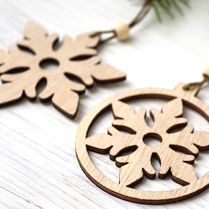 ON VACATION, Christmas Ornaments, Set of 2 Wooden Snowflakes, Wooden Ornaments Wood Snowflake Laser Cut Snowflakes Holiday Handmade