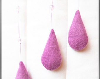 One Organic Lavender filled Raindrop Ornament Purple Pink Fuzzy Soft Mohair Natural Scent Smells Heavenly Nursery