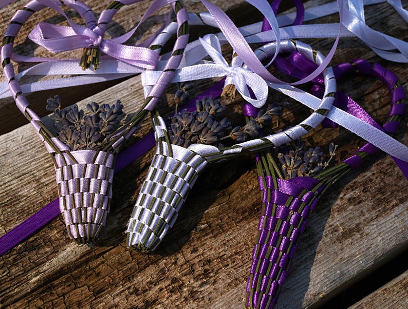 ON VACATION, Lavender Basket Heart Organic Lavender Wand My Original Design Light Purple Wedding Gift Bride Mother Flower Girl image 7