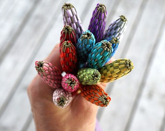 Mini Organic Lavender Wand, Rainbow Colorful Wedding Favorite Flower Girl Basket Small Baby Size, Housewarming Gift