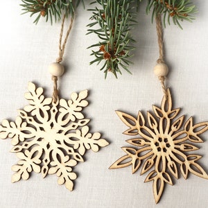 ON VACATION, Christmas Ornaments, Set of 2 Wooden Snowflakes, Wooden Ornaments Wood Snowflake Laser Cut Snowflakes Holiday Handmade image 6