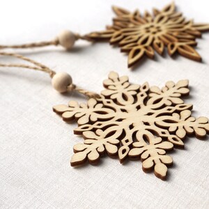 ON VACATION, Christmas Ornaments, Set of 2 Wooden Snowflakes, Wooden Ornaments Wood Snowflake Laser Cut Snowflakes Holiday Handmade image 2