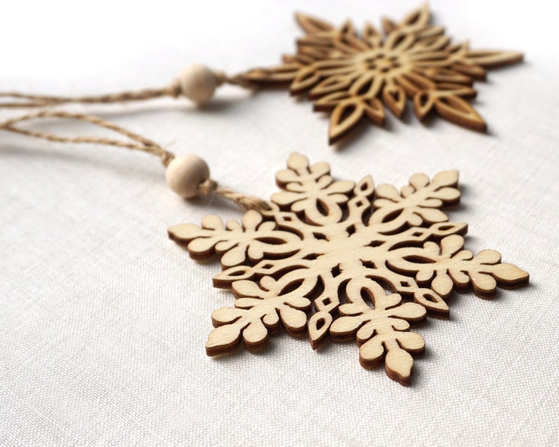 ON VACATION, Christmas Ornaments, Set of 2 Wooden Snowflakes, Wooden Ornaments Wood Snowflake Laser Cut Snowflakes Holiday Handmade image 2