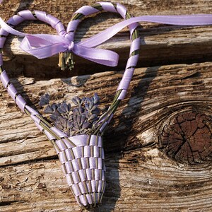 ON VACATION, Lavender Basket Heart Organic Lavender Wand My Original Design Light Purple Wedding Gift Bride Mother Flower Girl image 2