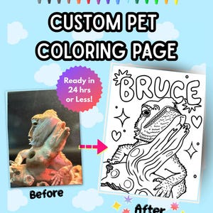 Personalisierte Haustier Malseite, Reptilien Hunde Katzen Pferde Nagetiere, handgemachte Zeichnung, NO AI, einfach mutiges benutzerdefiniertes Aktivitätsblatt druckbares Geschenk