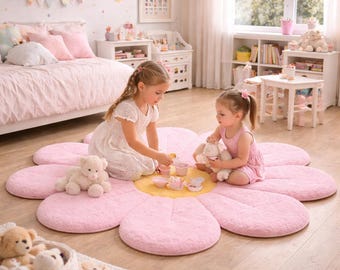 Pink Daisy Flower Rug, Kids Room Rug, Nursery Decor Rug,Floral Shaped Carpet, Baby Girl Room Decor, Soft Plush Play Mat,Cute Flower,Area Rug