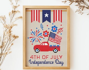 Independence Day 4th of July Patriotic Cross Stitch Pattern (PDF Pattern)