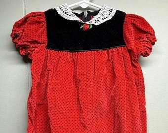 Vintage Red Velvet Romper Size 6-9 Months