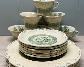 1930s Genoa Green Marlborough George Jones & Sons 17 Pcs