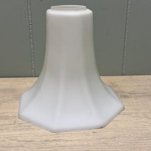 Vintage Frosted Satin Art Deco Bell Shaped Octagonal Glass Lamp Shade 1.75” Fitter