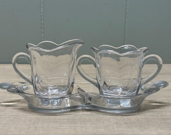Vintage 3-piece Crystal Canterbury Mini Creamer Set by Duncan & Miller