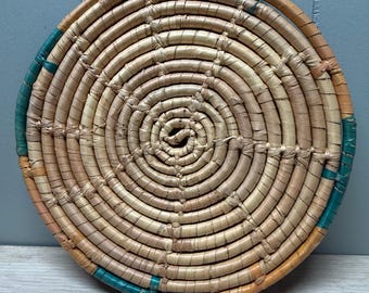 Vintage Primitive Palmas Woven Coil Trivet Mexico