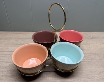 Zestaw misek termicznych Raffiaware z lat 60. ze złotym pojemnikiem