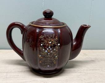 Vintage 1940s Japanese Moriage Brown Betty Teapot