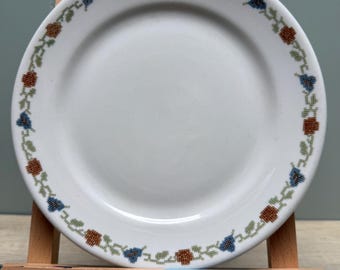 Vintage porseleinen Shenango-broodbord, bloemmotief met kruissteek (set van 10)