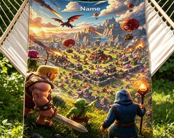 Personalisierte Clash of Clans Decke, Benutzerdefinierter Spielwurf, Spieldekor aus Weichem Flanell