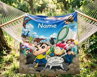 Personalisierte Crayon Shin-Chan Decke Weicher Überwurf, Benutzerdefinierter Flanell Überwurf, Geschenk für Anime-Liebhaber