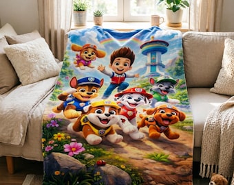 Paw Patrol Fleece Blanket Soft Throw, Puppy Throw, Warm Gift for Young Fans