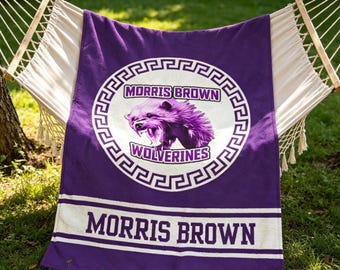 Morris Brown Wolverines Plüschdecke - Spieltag werfen, Wohnheimdekor, Abschlussgeschenk