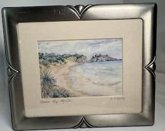 VTG Signed Watercolor "Horseshoe Bay Bermuda" D.M. Massey Coastal Beach Art