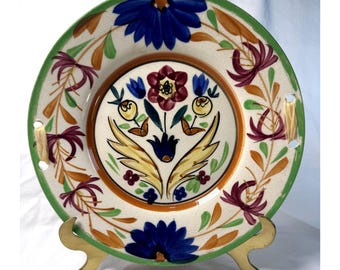 Vintage Hand Painted Japanese Floral Plate – Mid Century Wall Hanging Ceramic Cottage Decor