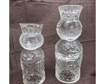 Vintage Bjorn Wiinblad Two Wisemen Glass Taper Candle Holder Graduated Pair