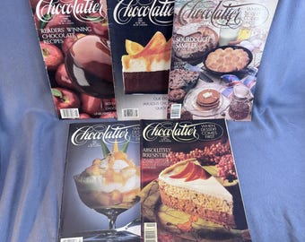 Vintage Chocolatier Magazine Lot (5) 1980s Desserts Chocolate Recipes 1986-1989