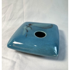 Vintage Georgetown Pottery Turquoise Ikebana Vase – Studio Pottery Flower Frog (USA Made)