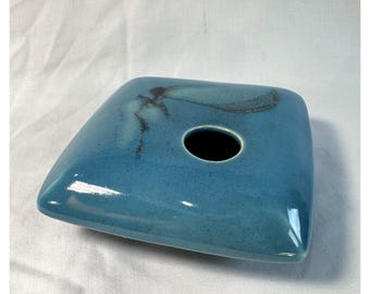 Vintage Georgetown Pottery Turquoise Ikebana Vase – Studio Pottery Flower Frog (USA Made)