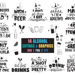 Divertente pacchetto SVG di alcol, sottobicchiere png, pacchetto png di alcol SVG, stampa di bicchierini, PNG di sublimazione sarcastica, tequila eps, whisky, vino, fiaschetta