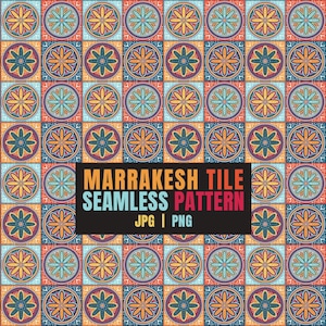 Marrakesh tegels naadloos patroon, Marokkaans ontwerp png, decoratieve tegels jpg, digitale papieren, MYO, ambachtelijke download
