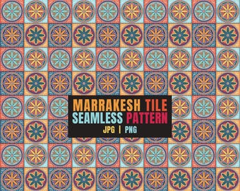 Marrakesh Tiles Seamless Pattern, Moroccan Design (Digital Download)