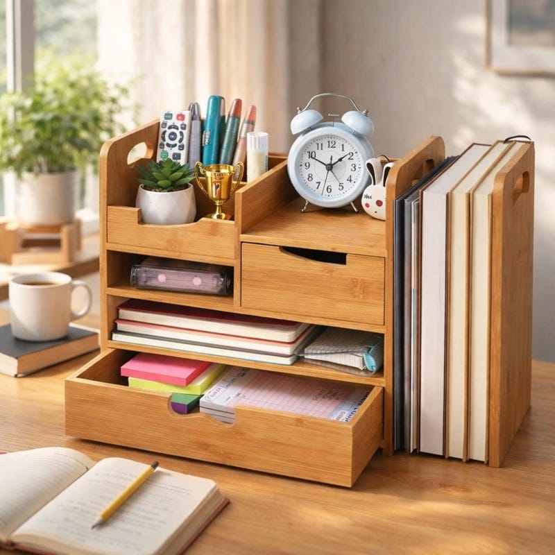 Desk Sort Bamboo Desk Organizer - Etsy