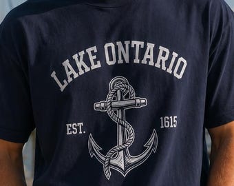 Lake Ontario Shirt, Lake Ontario Tee, Vintage Anchor Shirt, Nautical Lake Shirt, Comfort Colors 1717, Great Lakes Gift, Lake Lover Tee