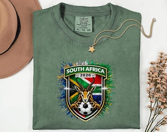 Comfort Colors® South Africa Mascot Soccer Shirt, World Tournament 2026 Gift Graphic Tee, Football Jersey Style Sports Fans Unisex T-Shirt