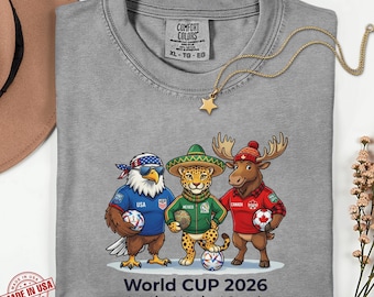 Comfort Colors®World Cup 2026 Shirt | USA Mexico Canada Mascot Tee | Funny Soccer Animals Graphic Tee