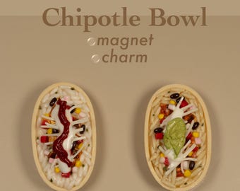 1:6 Chipotle Chicken Bowl Magnet/ Keychain