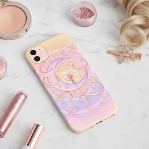 Slim Phone Case: Moon and Star Pastel Art - Lightweight, Glossy image 3