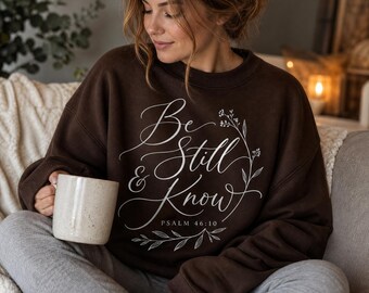 Felpa Comfort Colors Be Still & Know / Girocollo con stampa floreale